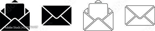 фотографія Set of four envelope icons, two filled and two outlined, representing mail commu