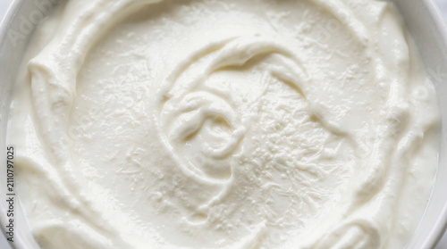 Yogurt Surface Texture Macro Photography – Thick Creamy White Probiotic Food Closeup