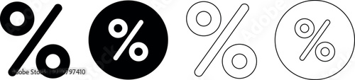 Fotografie Collection of percentage symbols in various styles and formats for design