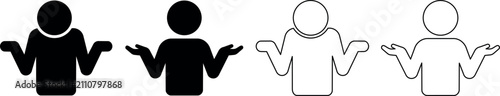 Fotografie Person shrugging shoulders in confusion or uncertainty, icon set