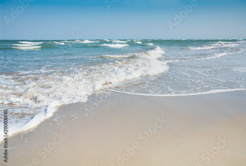 Sea waves washing empty North Topsail Beach