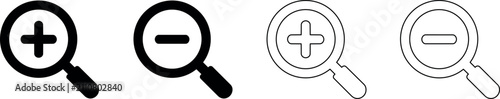 Foto Magnifying glass icons for zoom in and zoom out functions