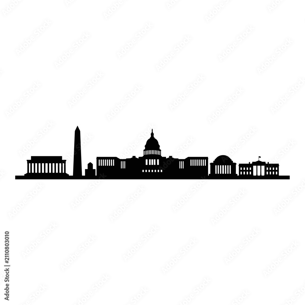 Obraz premium Washington dc skyline featuring iconic landmarks and sunset