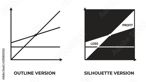 Fotografie Business Growth and Loss Comparison: Two contrasting charts illustrate business performance, one showing clear growth and the other a stark comparison of profit versus loss
