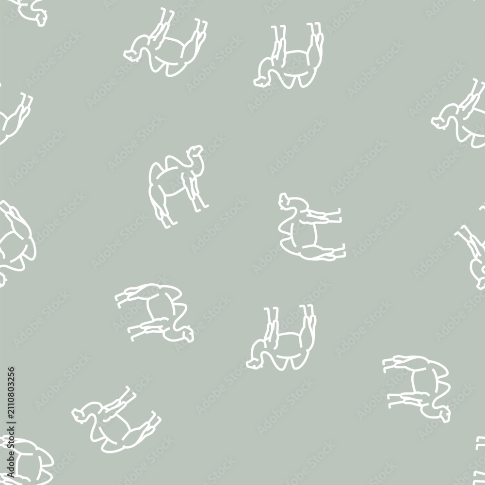 Fototapeta premium camel animal in zoo vector line seamless pattern camel animal in zoo sign illustration