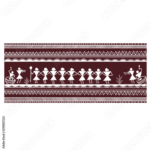 Traditional Indian Warli Tribal Art Pattern