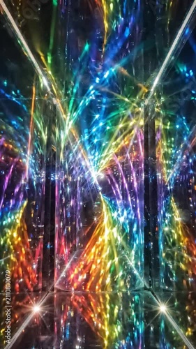 Vibrant Rainbow Light Tunnel Infinity Mirror Effect