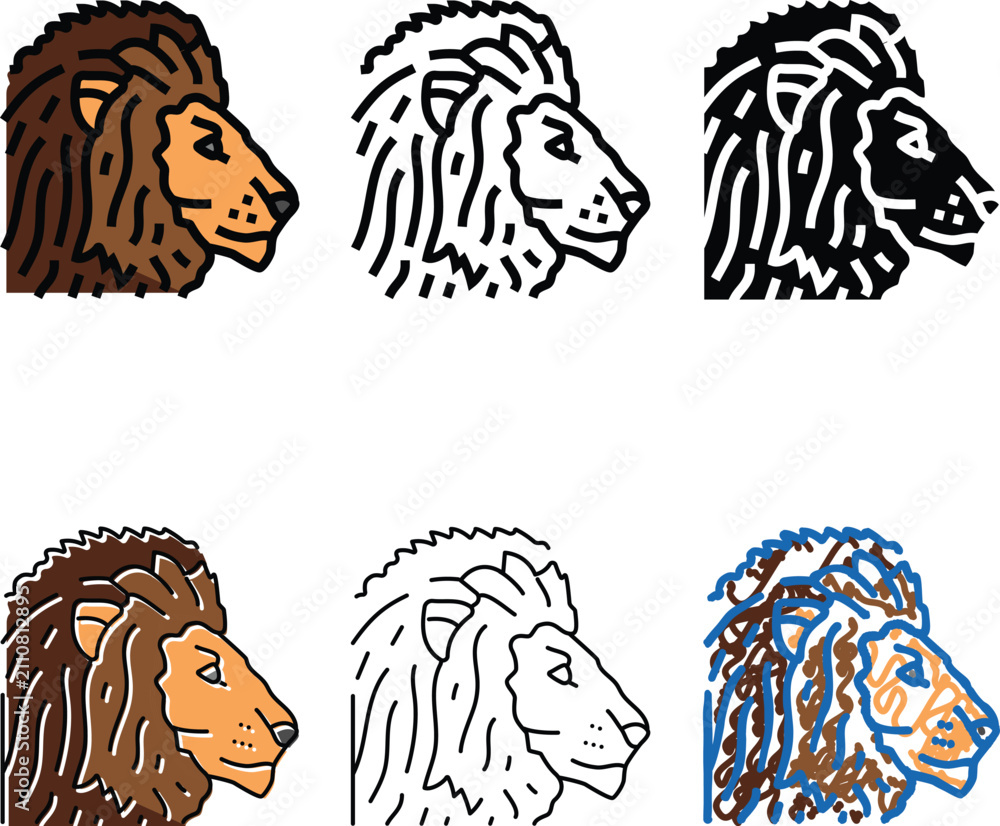 Obraz premium multistyle lion animal zoo color icon vector. lion animal zoo sign. isolated symbol