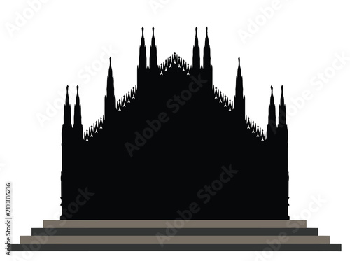 Bild auf Leinwand Gothic Cathedral Silhouette Vector for Architecture, Landmark, and Religious Des