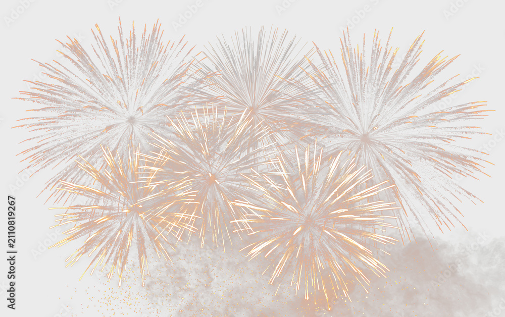 Obraz premium Magical Golden Fireworks with Glittering Explosion PNG