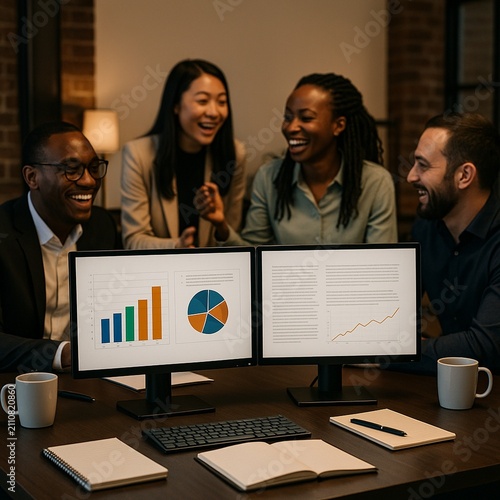 Diverse Team Brainstorming in Modern Executive Office