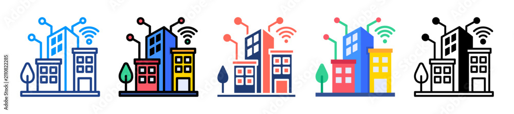 Obraz premium Smart City Icon Sheet Multiple Style Collection 