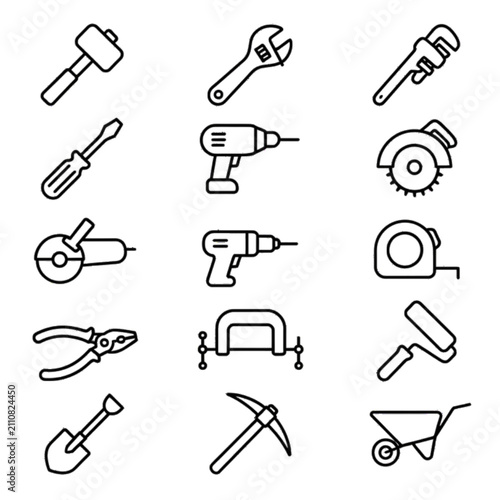 Fotografía Create a premium Adobe Stock vector collection featuring exactly 25 completely unique Construction Tools elements