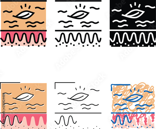 Konstfotografi multistyle sensitive skin color icon vector
