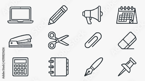 Office Essentials Icons Set.
