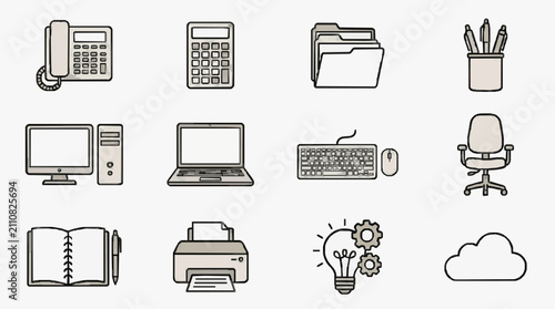 Office Essentials Workspace Icons.