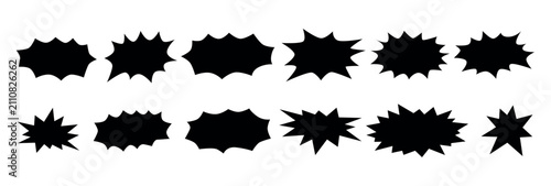 Empty comic speech bubbles set with black halftone shadows.