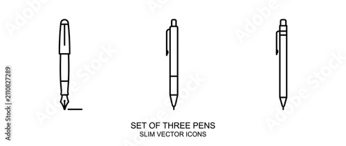 Картината върху платно Set of Three Slim Writing Instruments Icons