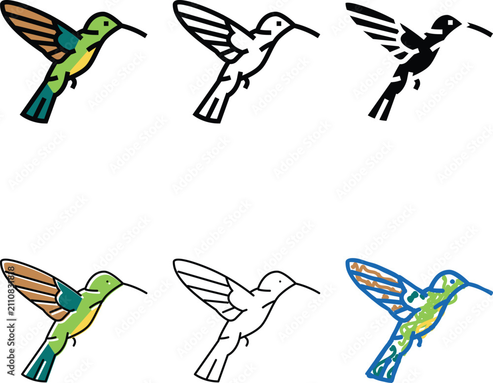 Fototapeta premium range colibri bird color icon vector. colibri bird sign. isolated symbol