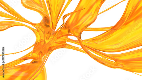Foto Bright orange shapes flow and twist together in a smooth movement on a white background creating an abstract view that captures attention and stimulates imagination