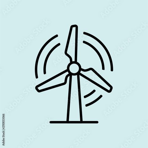Minimalist wind turbine vector icon. Represents wind energy, sustainable power generation, and eco-friendly infrastructure
