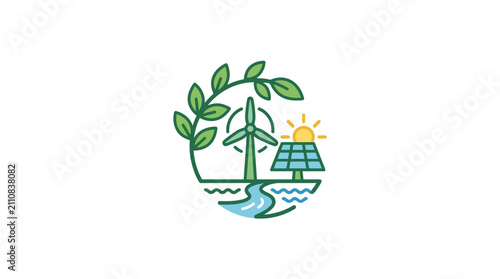 Sustainable Green Energy and Zero Emission Concept Vector Illustration with Ecology Symbols