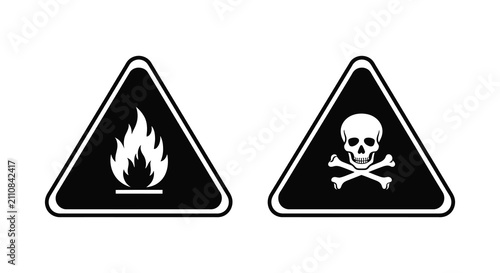 Принти на полотні Flammable And Toxic Hazard Signs Black Triangle Pictograms