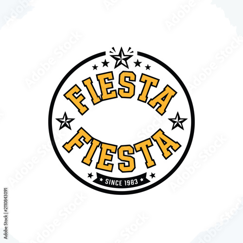Fiesta round logo design with stars and text since 1983