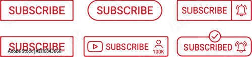Collection of youtube subscribe buttons and bell icons, engagement, calls to action, channel promotion, notification sign, subscriber button, popular interface elements, modern web design.