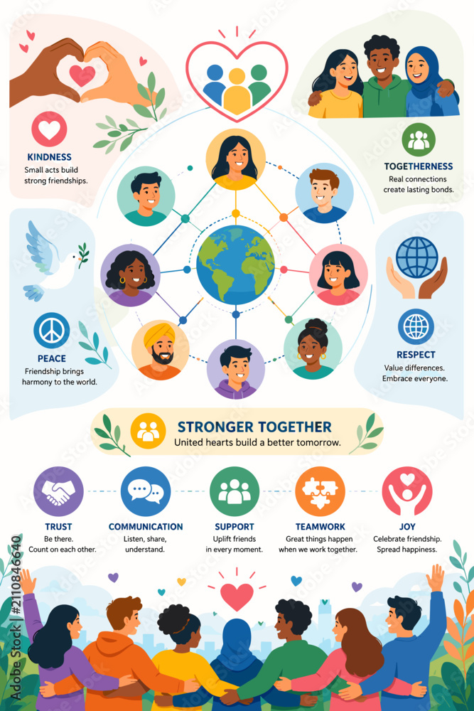 Fototapeta premium Social Connection Friendship Infographi