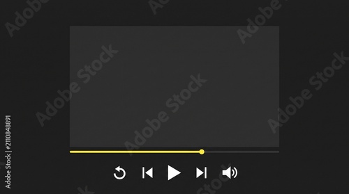 Minimalist dark video player interface with yellow progress bar