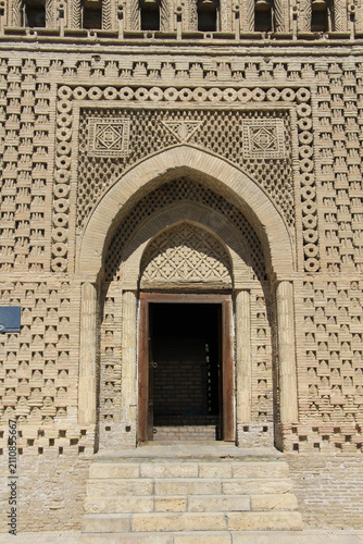 The Samanid Mausoleum is located in Bukhara. The mausoleum was built in the 10th century. The brickwork patterns on its walls are remarkable.