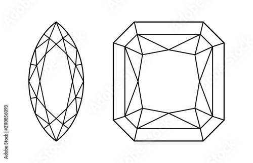 Canvas Print Original Radiant, Marquise diamond cut shapes