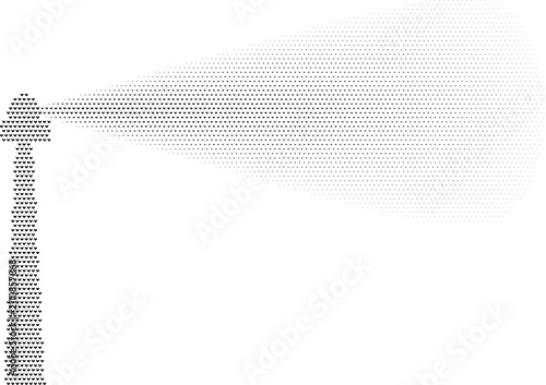 Foto Halftone dot pattern of a lighthouse emitting a beam of light, depicted in black
