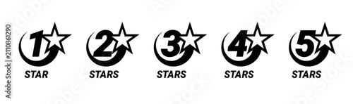 Tableau sur toile Set of star rating emblems for a product, service, or hotel