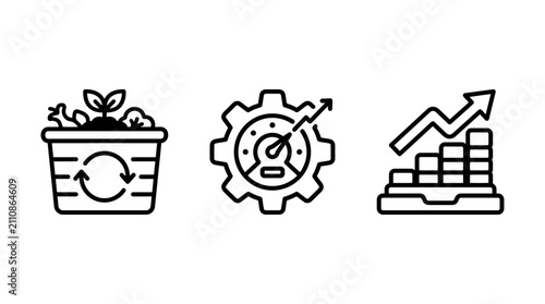 Circular economy and business growth agricultural icons with agriculture business circular recycling sustainability progress development environment management optimization efficiency