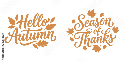 Photos Elegant handlettered autumn greetings with maple leaves and swirling calligraphy