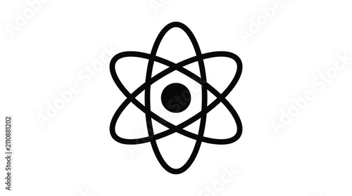 Atomic structure representation black and white silhouette