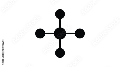 Central atom with four connected spheres black silhouette