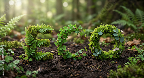 Hand Holding Moss ECO Text in Forest | Environmental Sustainability and Green Nature Concept
