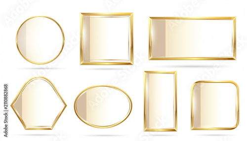 Gold geometric metallic frame collection 金色の幾何学メタリックフレームのコレクション