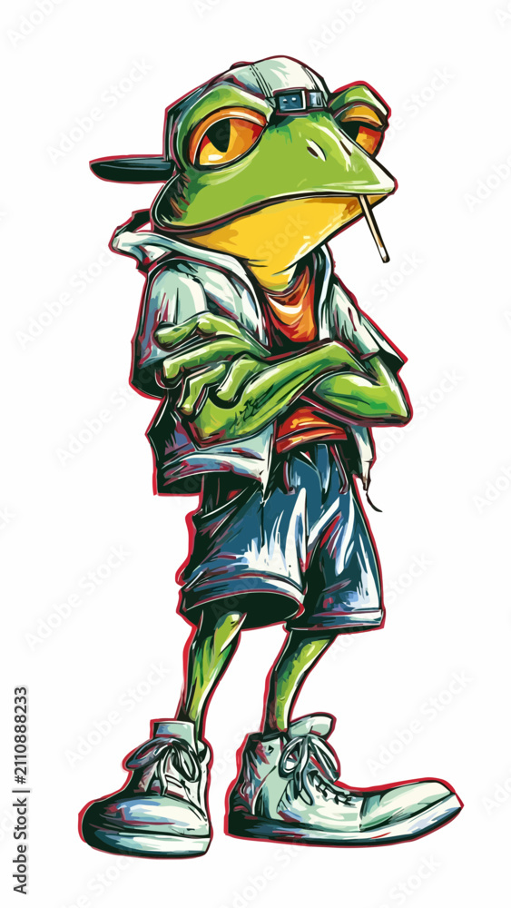 Obraz premium cartoon frog with a big smile