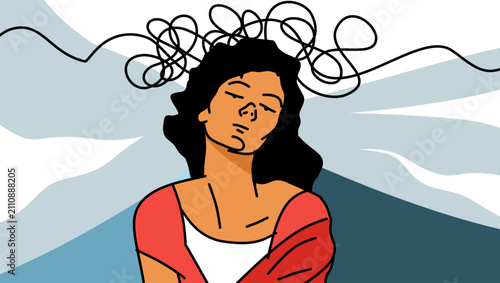 Obraz na płótnie Woman and psychoanalysis, color vector illustration