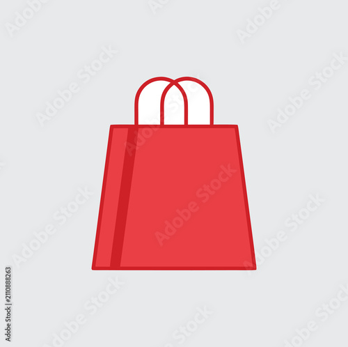 Red Shopping Bag Illustration, Simple Flat Retail Icon
