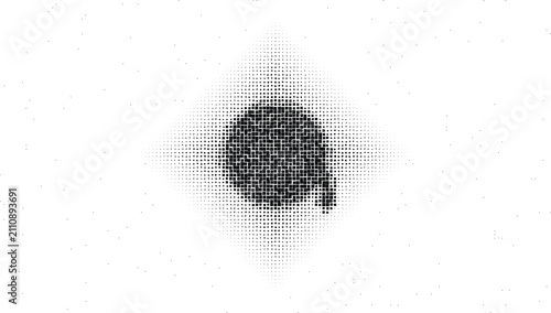Schilderij op canvas Eye shape formed by a dense black halftone dot pattern on a white background, ab