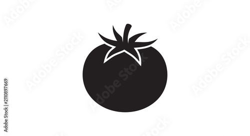 Black tomato silhouette against a white background silhouette