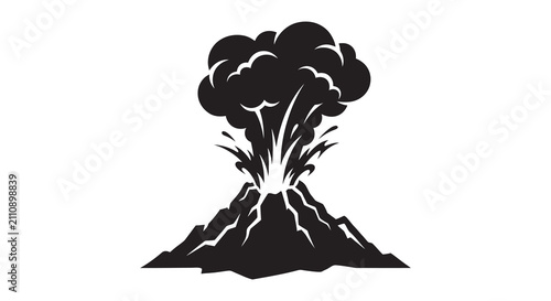 Foto Volcanic Eruption Silhouette Against White Background volcano