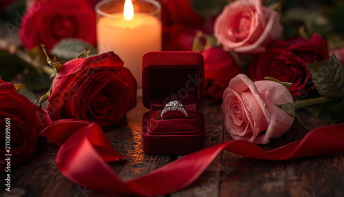 red rose and candle