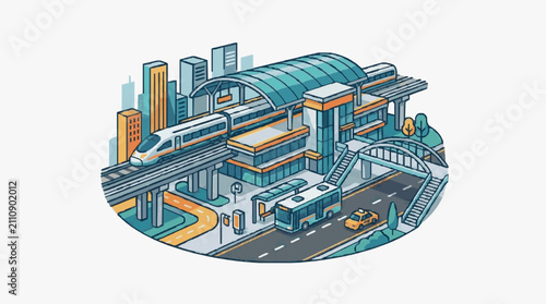 Картината върху платно Urban Metro Station Infrastructure Design.