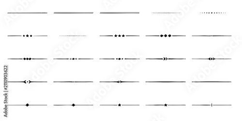 Bild auf Leinwand Set of black decorative text dividers and horizontal lines for page design and t